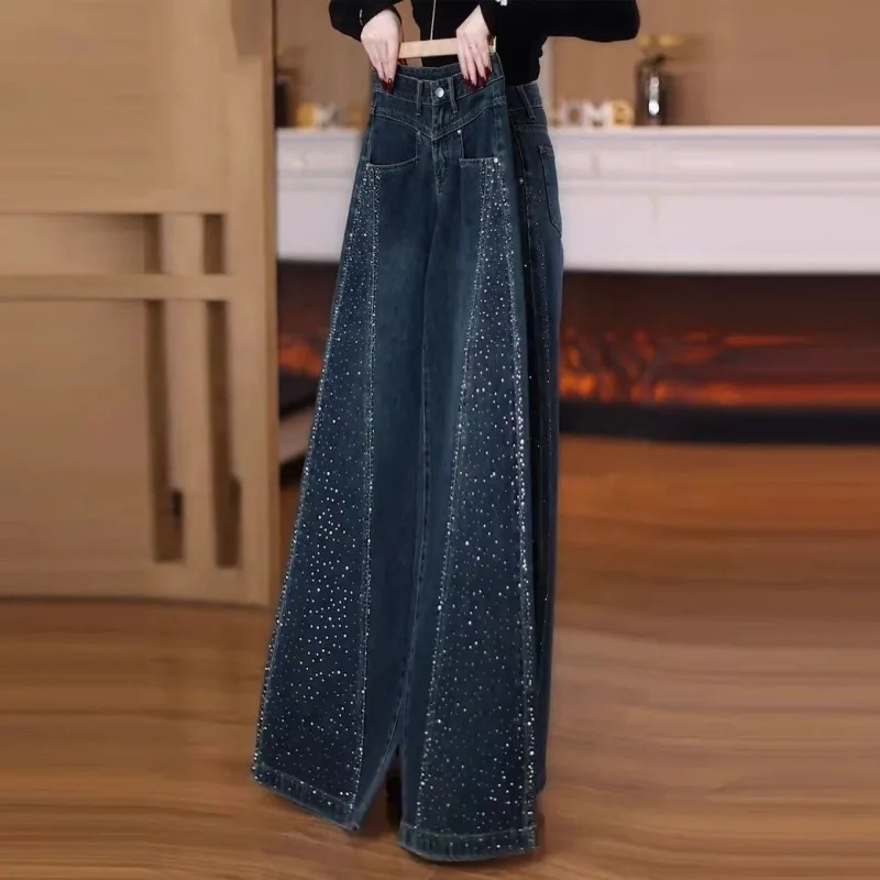 Jeans Women Y2k Streetwear Fashion All-match Korean Style High Waist Spring Fall Casual Aesthetic Simple Pockets Denim Vintage