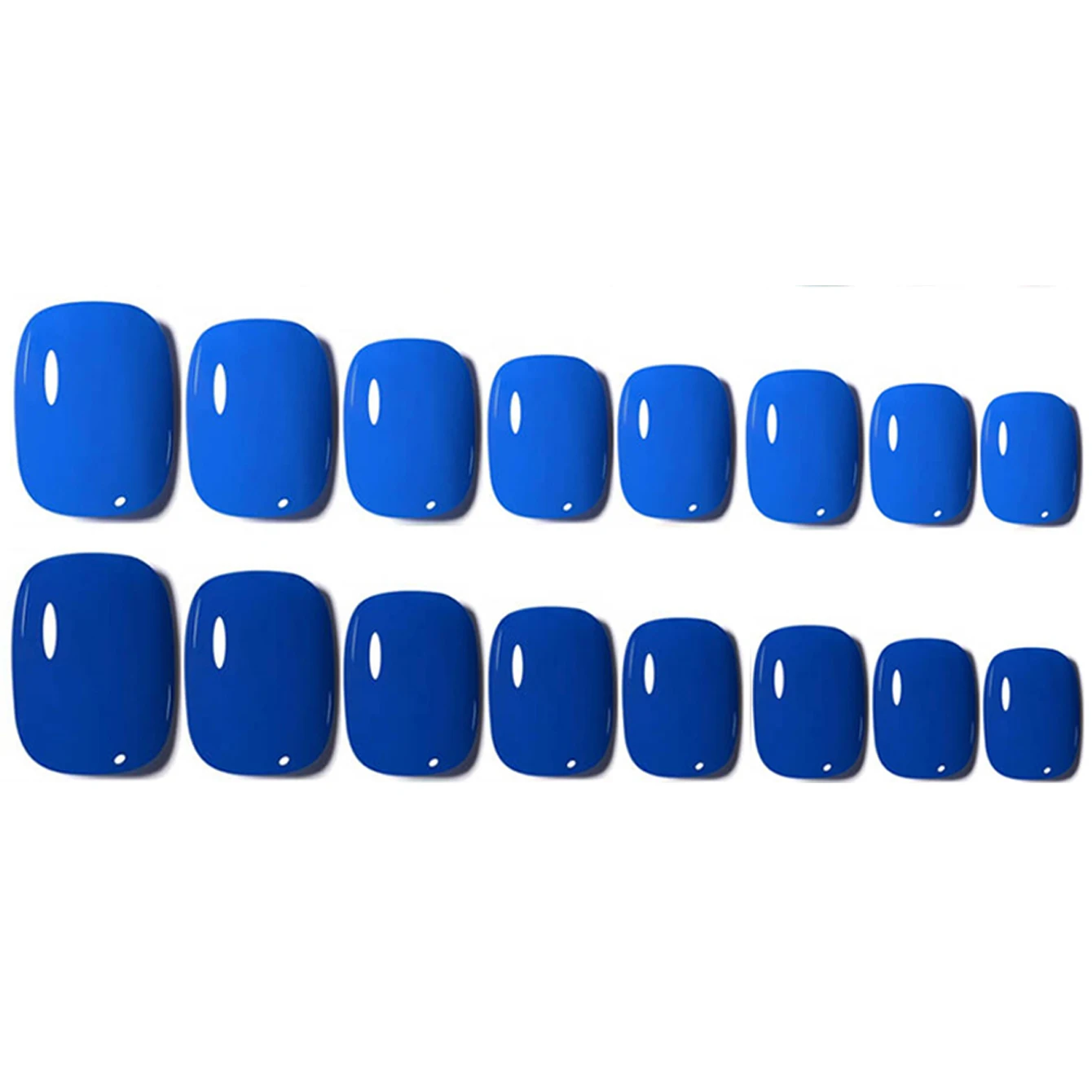 144 SZTUK - Krótkie Kwadratowe Niebieskie Sztuczne Paznokcie - Zestaw Pełne Pokrycie dla Stylowych Kobiet i Dziewcząt, Idealne na Co Dzień