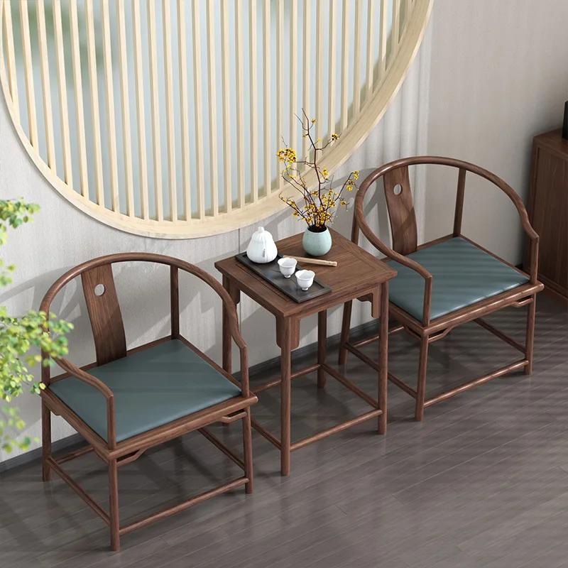 Three-piece set of new Chinese-style Taishi chair Zen solid wood leisure chair, official hat chair, tea chair