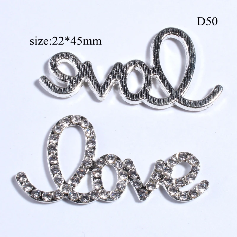 10PCS 22*45MM New Love Shaped Silver Crystal Button For Clothing Decoration Rhinestone Buttons Skirt Decorate