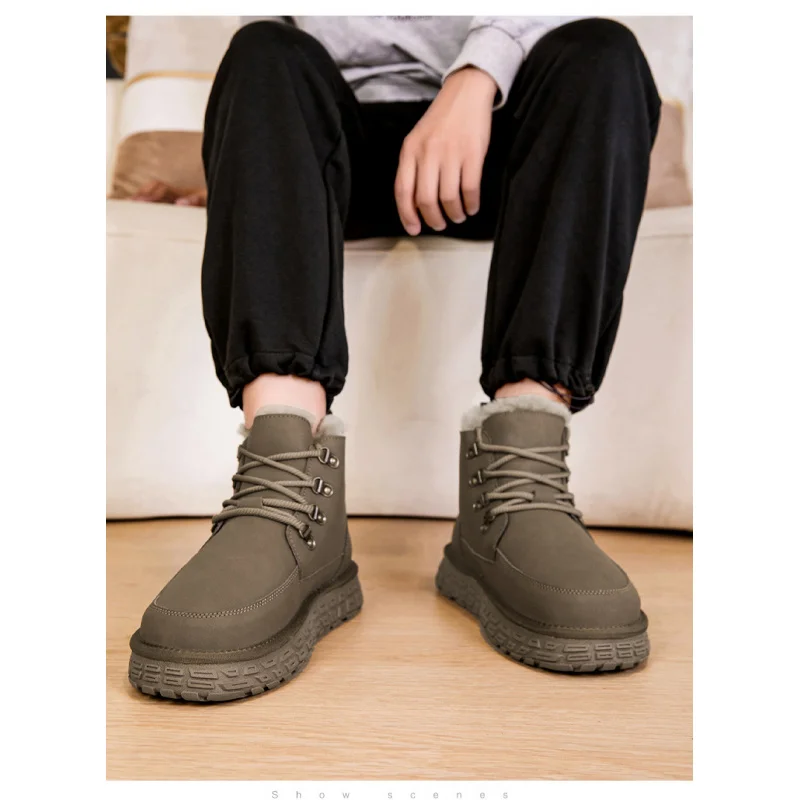 2025 Men’s Heavy-Duty Snow Boots, Warm Cuff & Thick Soles, Anti-Skid for Thanksgiving, Fashionable & Easy Clean for Daily Wear