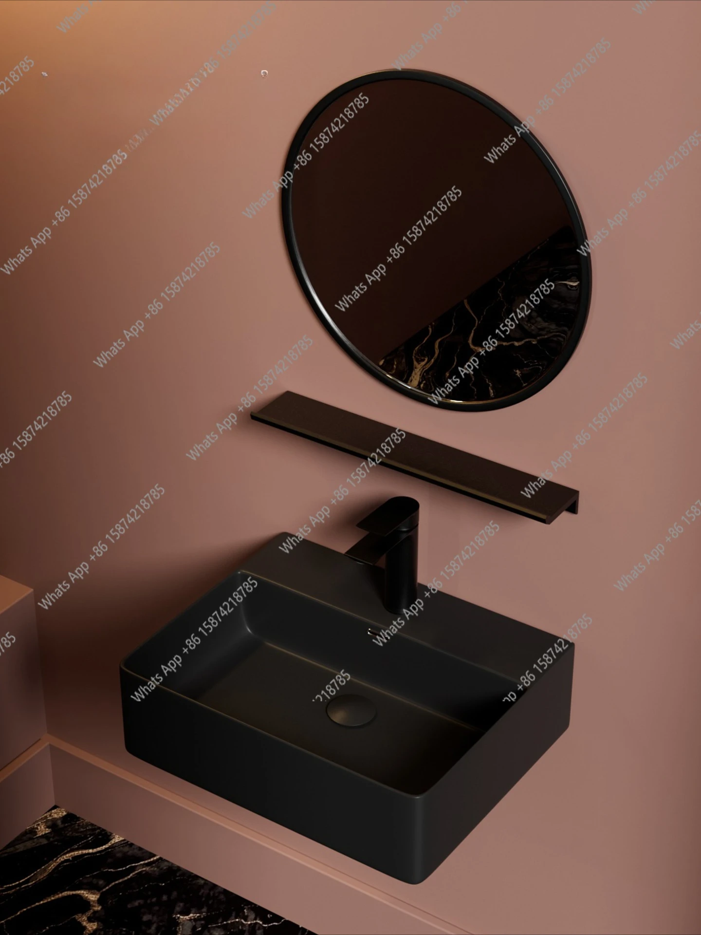 Lavabo mural simple Table de lavage Lavabo intégré Mini support mural suspendu en céramique intégré Lavez le visage