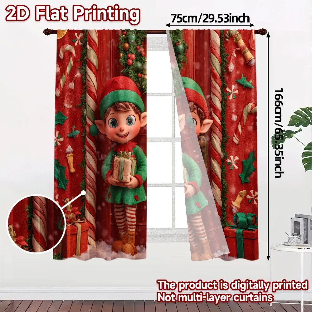 2D Flat Printing,JIT 2pcs, Curtains (Without Rod) Elf Gift Exchange Modern Curtain Modern Yarn Curtains Versatile All Ldeal for