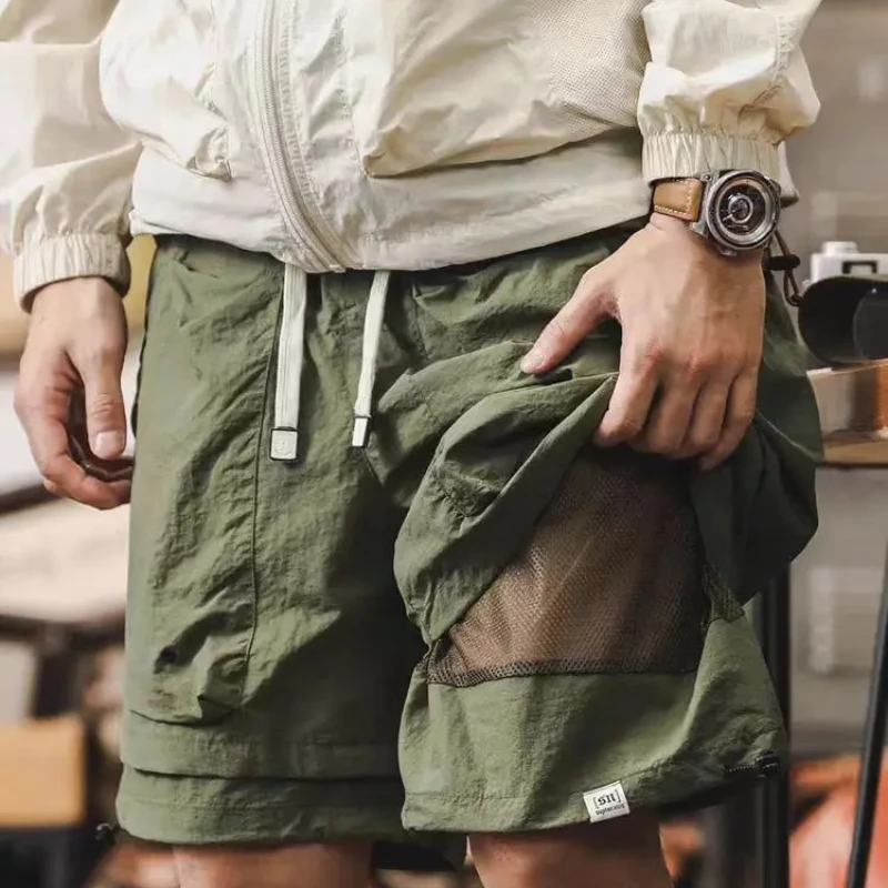 

Summer Hot Fake Two-Piece Shorts For Men Outdoor Casual Mesh Breathable Quick Dry Waterproof Hiking Workwear Short Pants Man