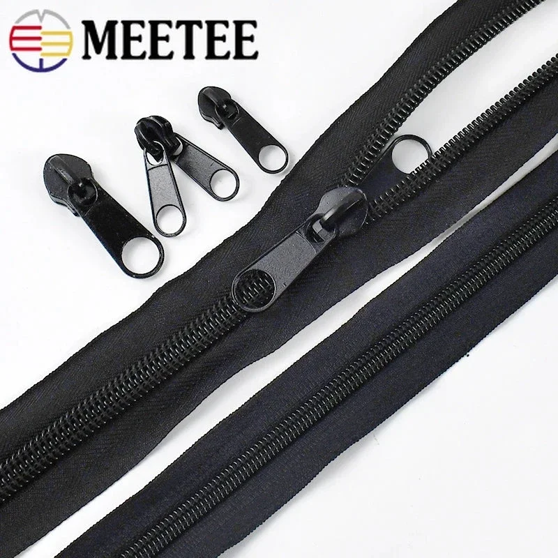 

3 # 5 # 8 # 10 # Meetee, 2 метра, нейлоновая молния, двухсторонний слайдер для тканевой сумки, комплект для ремонта ленты на молнии, аксессуары для шитья одежды своими руками