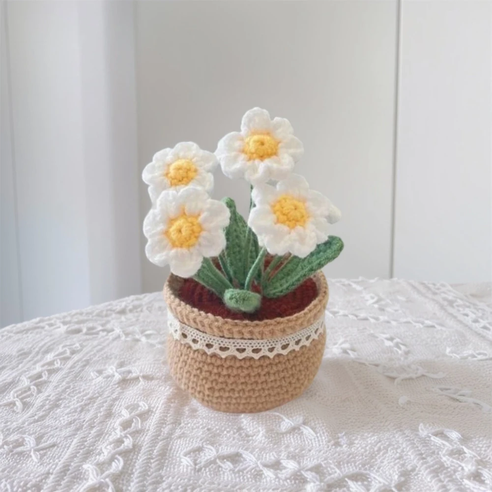 

DIY Flower Potted Crochet Kit Cute Plants Hand-Knitted Tool for Kid (Daisies)