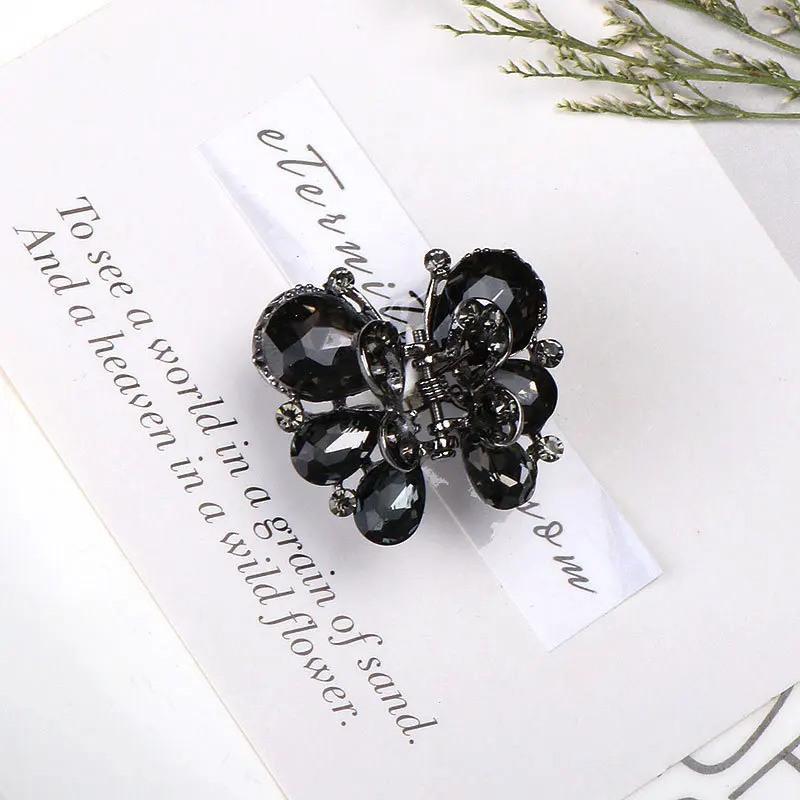 Women Gorgeous Rhinestones Small Flower Butterfly Hair Claw Clips Metal Crystals Hairpins Hair Accessories for Girl