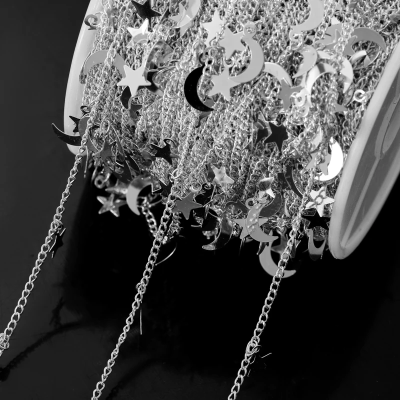 1meter Jewelry long  Chain copper Stars Moon Chain for Clothing chain Bracelet Necklace Anklet DIY Handmade Jewelry Making Y27