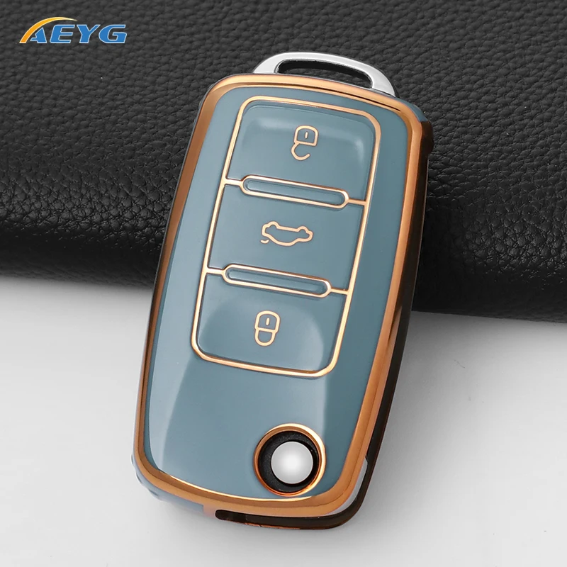 For VW Car Key Case Cover Shell For Volkswagen Bora Polo Tiguan Jetta Passat B5 B6 B7 Golf Beetle for Skoda Octavia key chain