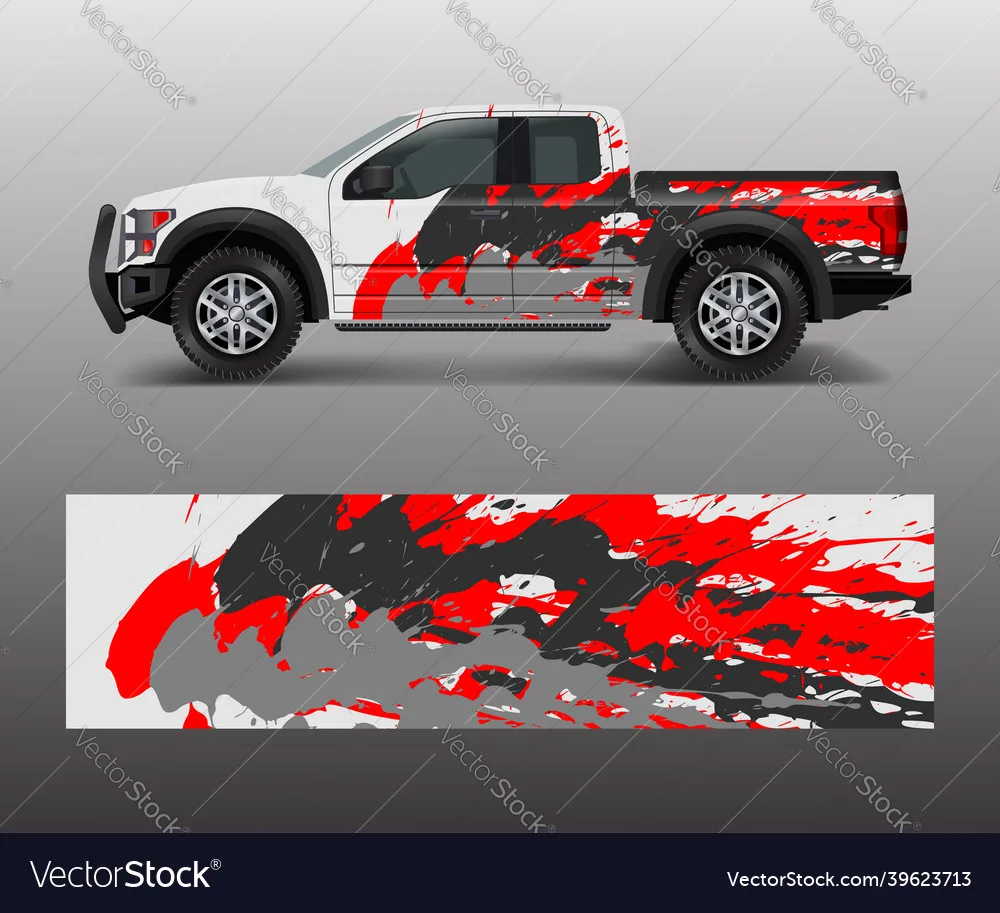 Make Old Pickup Car Full Wrap Sticker Car Decal Decorative Cut Body Racing Graphic Decal Vinyl Wrap Modern Design Red Retro