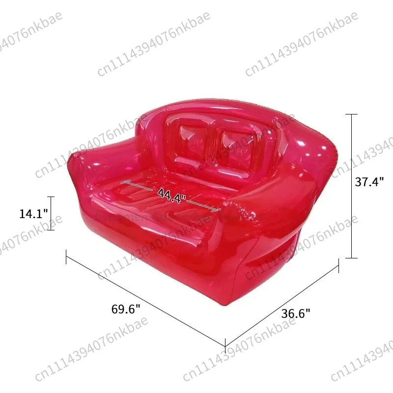 Custom Transparent 2-Seater Inflatable Corner Sofa, Pink Blow Up Air Sofa Armchair for Indoor & Outdoor Use