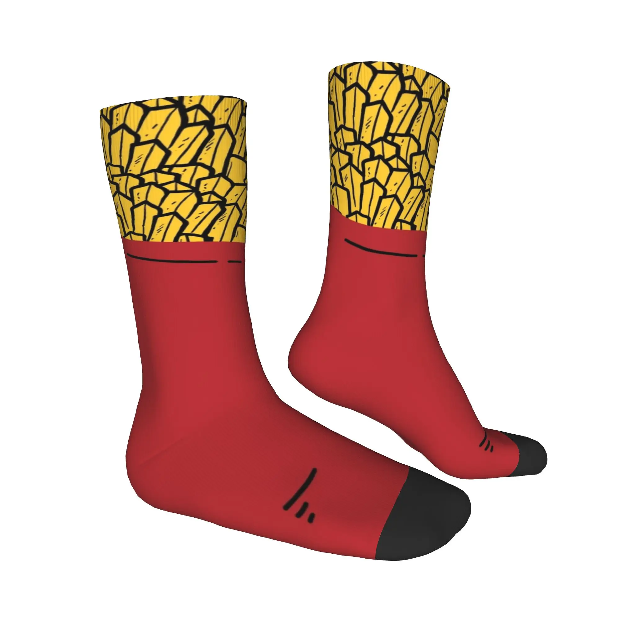 Medias divertidas Calcetines divertidos con diseño de patatas fritas de hip-hop Mujeres Hombres Calcetines cálidos y suaves para monopatín