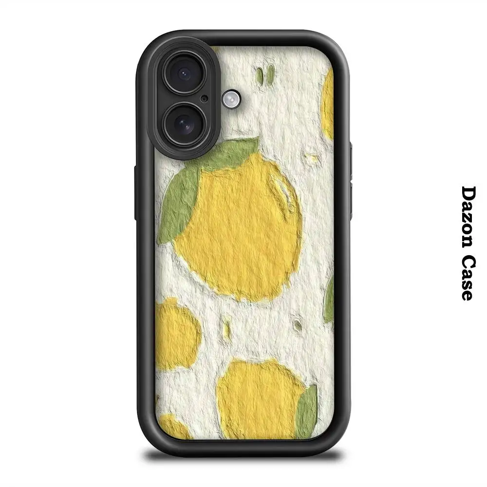 كريم الليمون لطيف جراب هاتف أسود متجمد آيفون 16 15 14 13 12 11 برو ماكس الغطاء الخلفي حالات