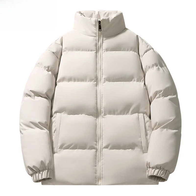 

Out-of-season Thiened Stand Collar Men's down Jaet Bread Sle Winter Coat Couples Faionable Polyester Fiber Coat