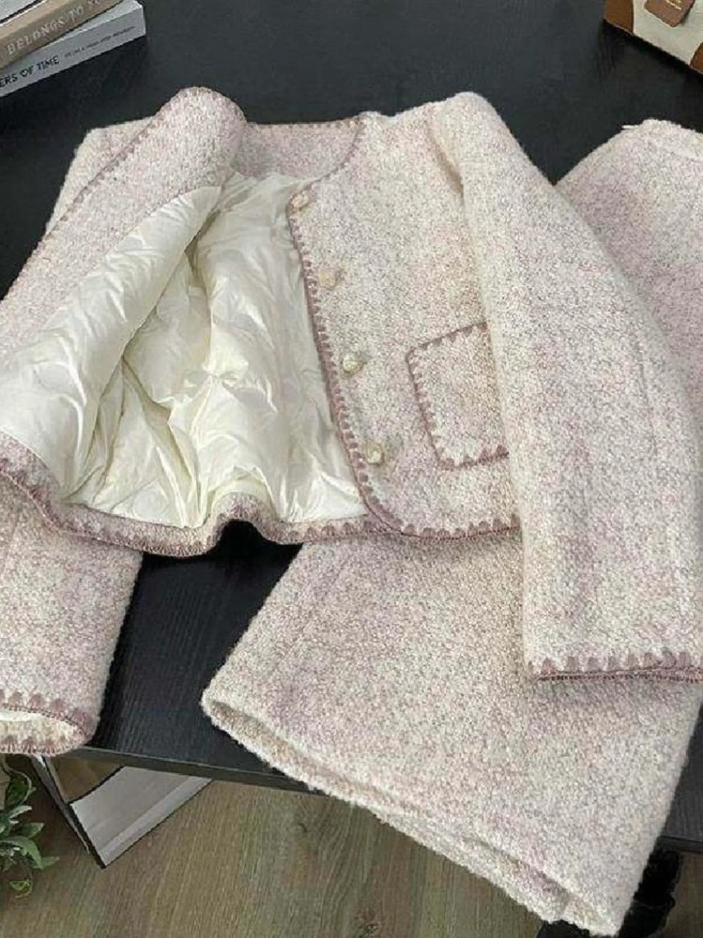 ele-down-jaet-and-high-waist-skirt-two-piece-set-luxury-faion-autumn-winter-collection-slimming-effect