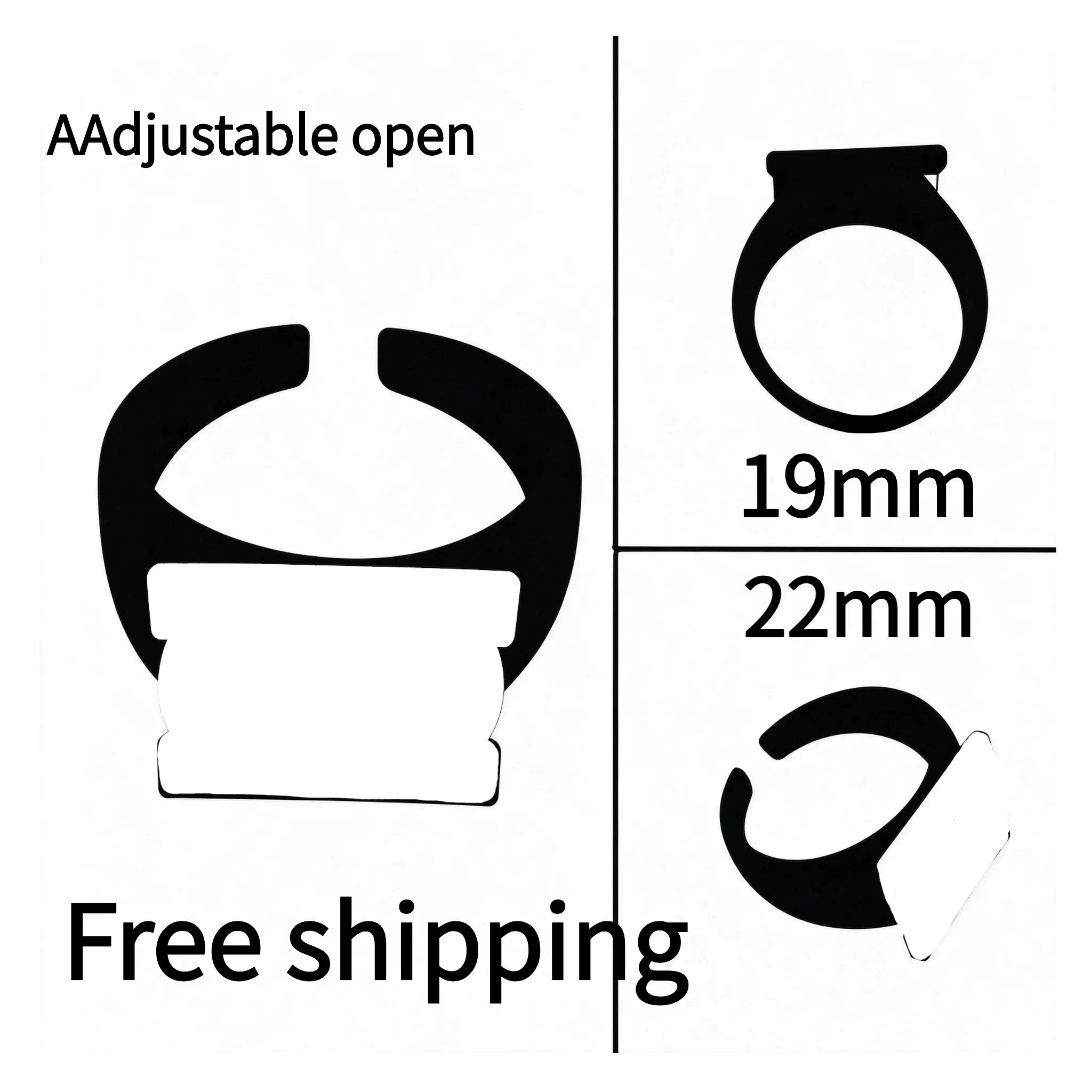 In stock green ring with adjustable opening and closing 19/20/22mm