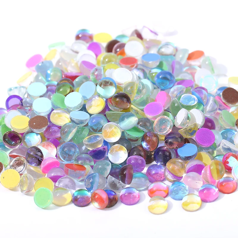 1440PCs SS6-20 Glass Candy Color Mermaid Nail Flatback Rhinestones Round Crystal Beads Aurora Translucent Diamond DIY Decoration