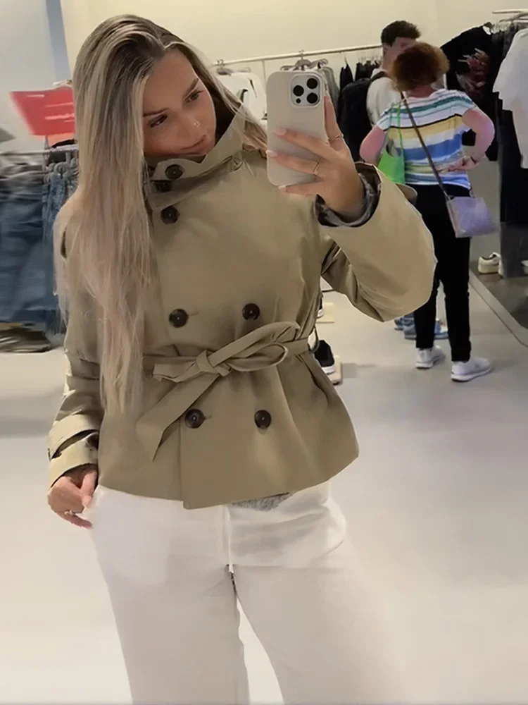 خمر حزام للنساء سترة معطف فضفاض صالح كم طويل زر أسفل معاطف 2025 جديد الخريف الإناث شارع العليا موضة ملابس خارجية