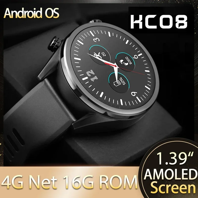 

LZAKMR NEW KC08 4G NET Smart Watch Men 1.39" AMOLED Screen Wifi Android OS 16G ROM GPS Map Global Version Dial Call Passometer