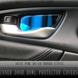 Inner Door Bowl Covers for Honda Civic 2016-2019 10th Gen Inner Door Bowl Decorative Frame Trim Car Interior Accessories