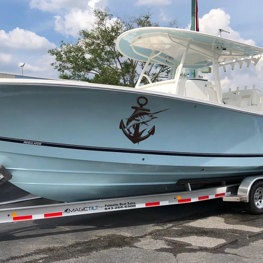 

Waterproof Vinyl Car Decals - DIY Anchor Fish Stickers for Auto/Tank/Boat, Removable Marine Hunting Auto Accessories
