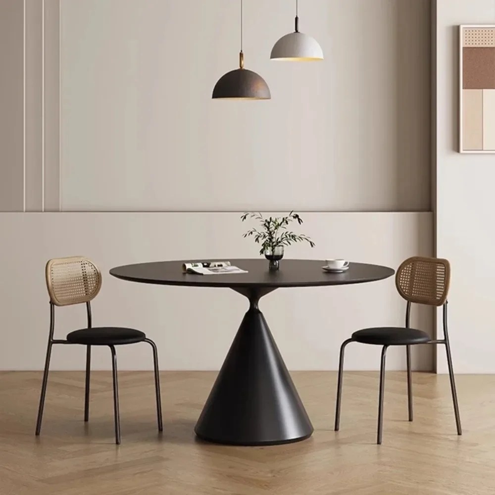 black Nordic Dining Table Set Modern Round Dining Table 6 People Design Simplicity Living Room Moveis Para Cozinha HomeFurniture