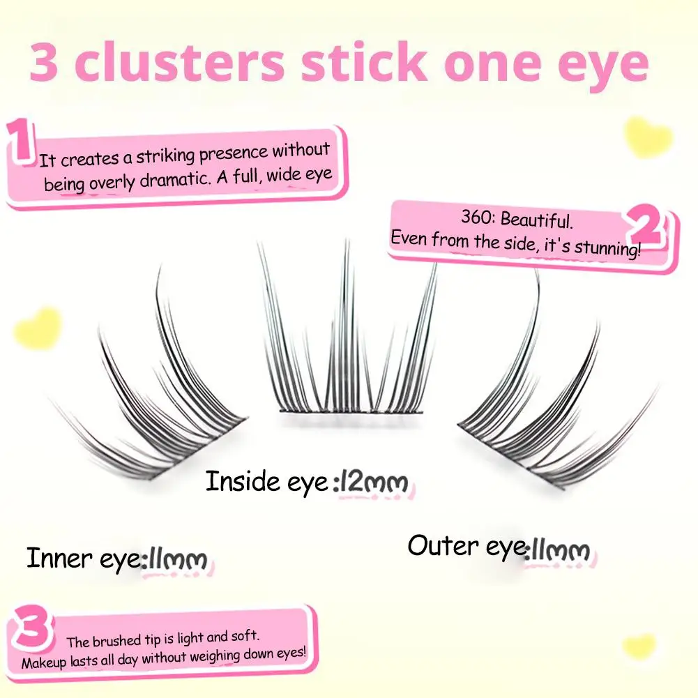 Nessuna colla Estensioni ciglia finte Ciglia di gruppo per ragazze in stile coreano Ciglia di volume dall'aspetto naturale Cluster Trucco per feste di Halloween