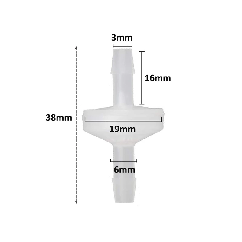 8 Chiếc 1/4Inch Kiểm Tra Van 6Mm PVDF Một Cách Van Nội Tuyến Kiểm Tra Van Không Trở Về Kiểm Tra van Cho Khí Nhiên Liệu Không Khí Lỏng