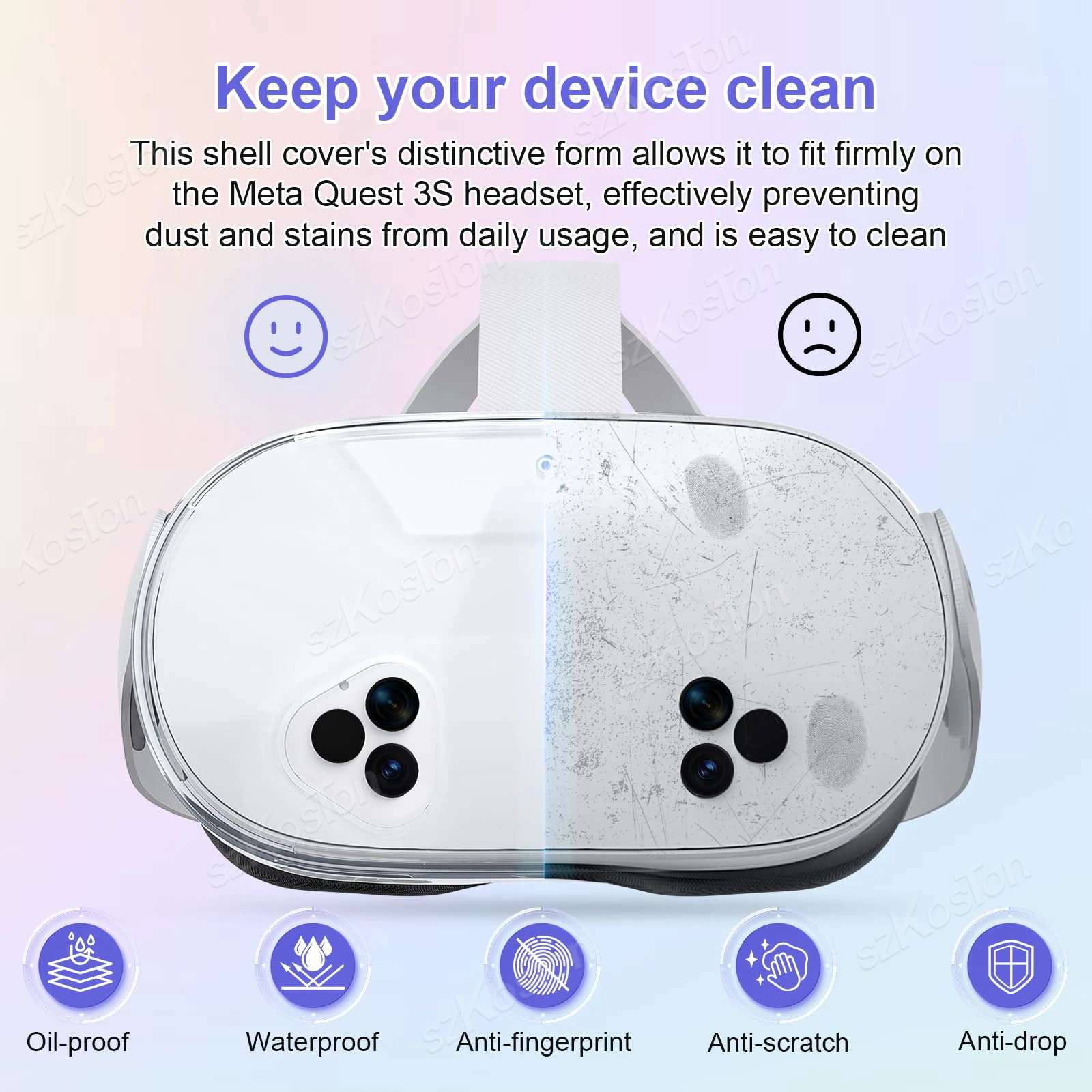 مجموعة غطاء حماية لـ Meta Quest 3S حافظة شفافة من مادة TPU وغطاء عصا التحكم لملحقات Meta Quest 3S