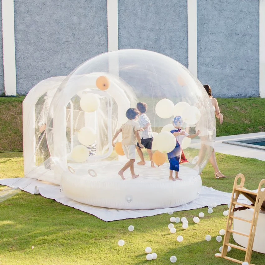 3M Inflatable Bubble House with Trampoline Clear Dome PVC Tent with Blower Kids Jumping bed Party Event Commercial Rental