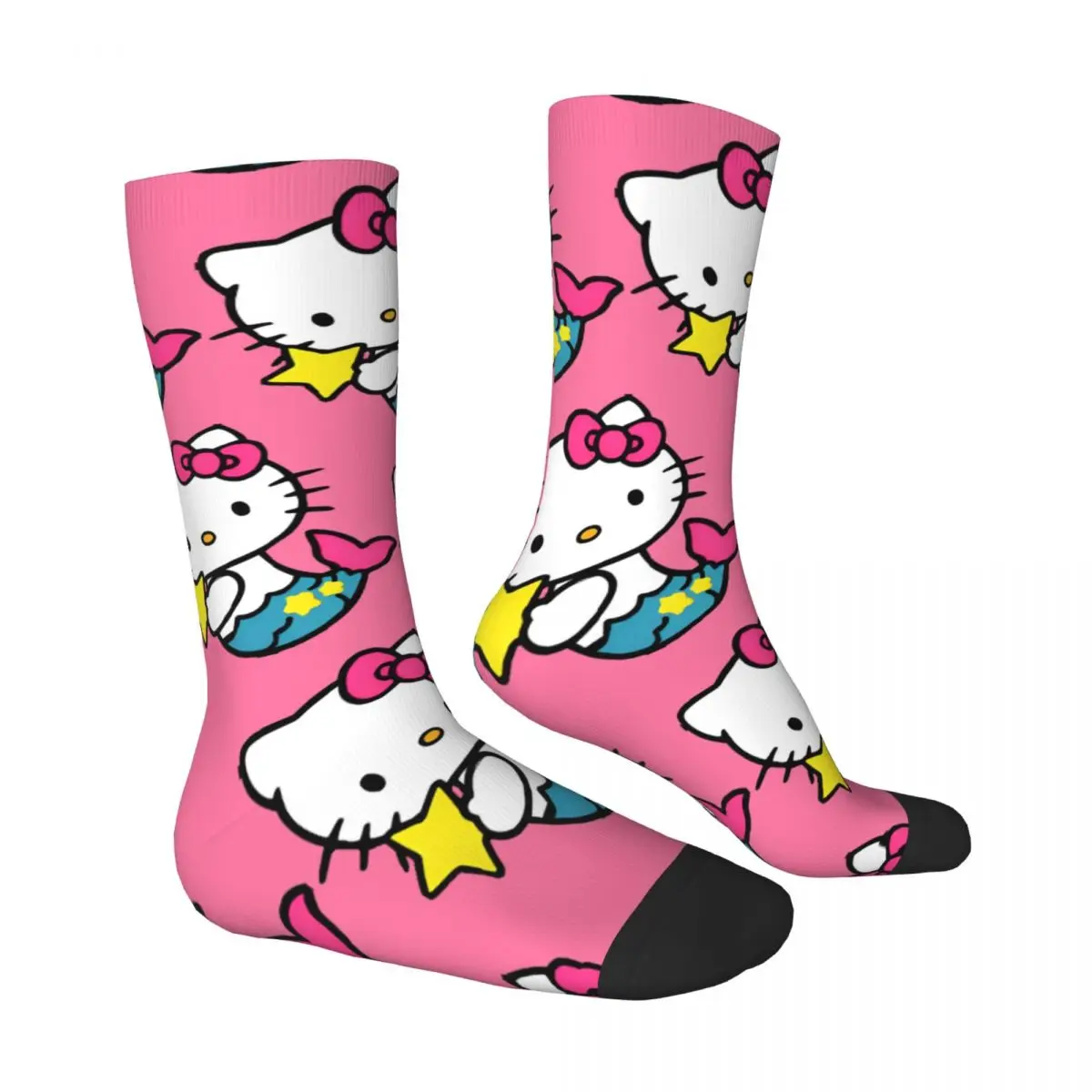 Hello Kitty Mermaid Stockings Graphic Gothic Socks Autumn Anti Slip Socks Men's Cycling Quality Socks