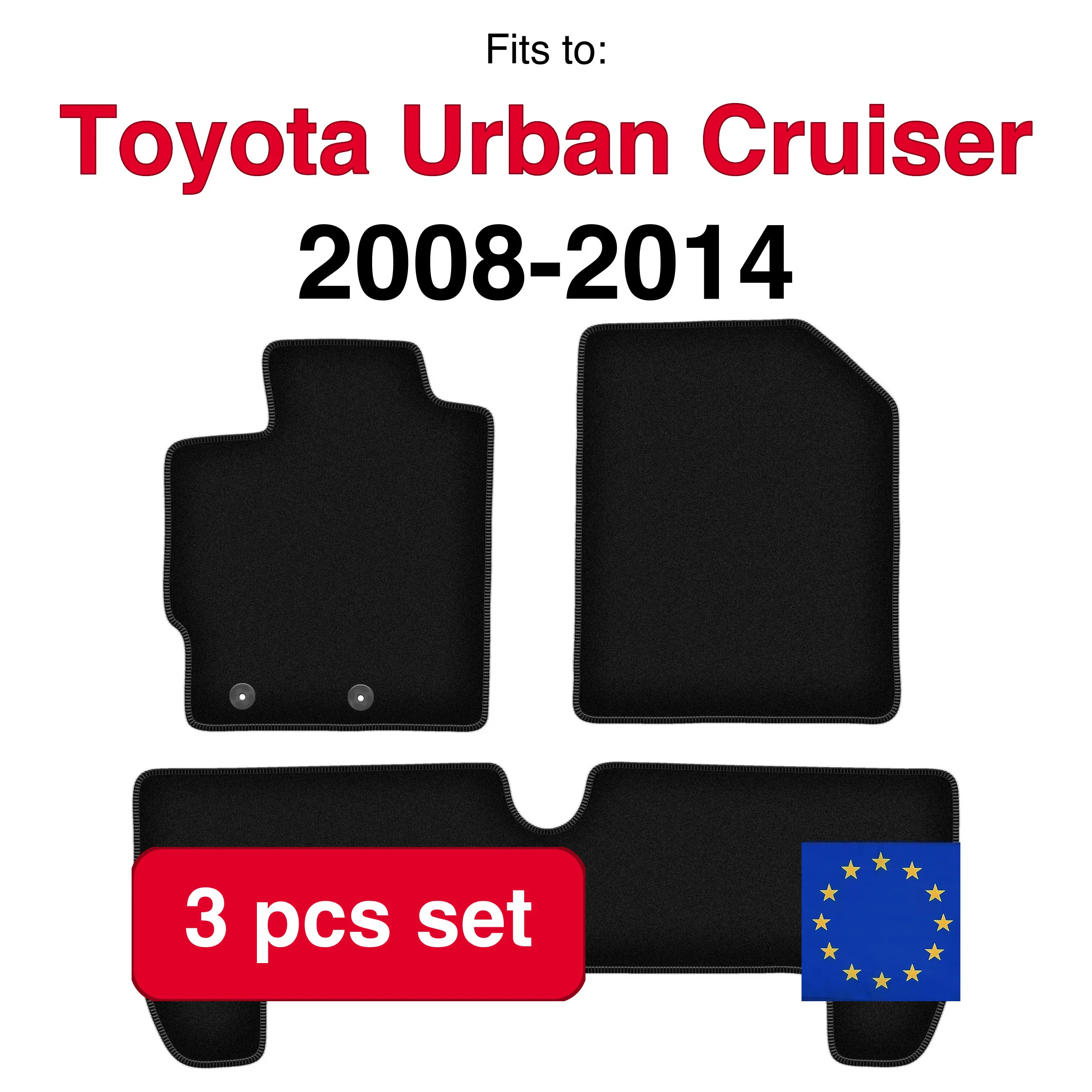 Velour tapijtset voor Toyota Urban Cruiser hatchback (2008-2014) - Zwart (3 stuks) automatten set