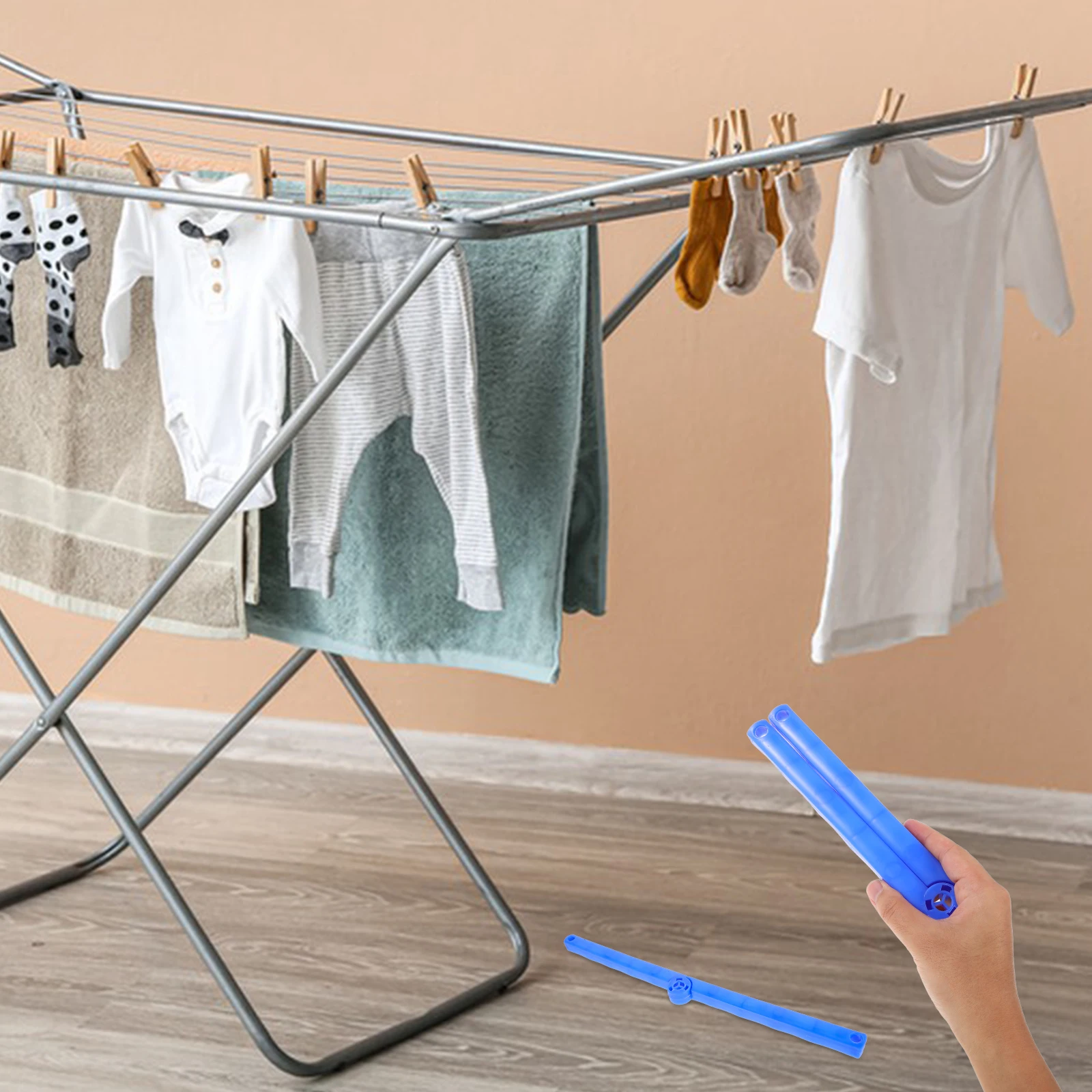 

2pcs Plastic Drying Rack Parts Sturdy Wing Ends Easy Assembly Replacement Kit For Home Clothes Rack Accessories Long