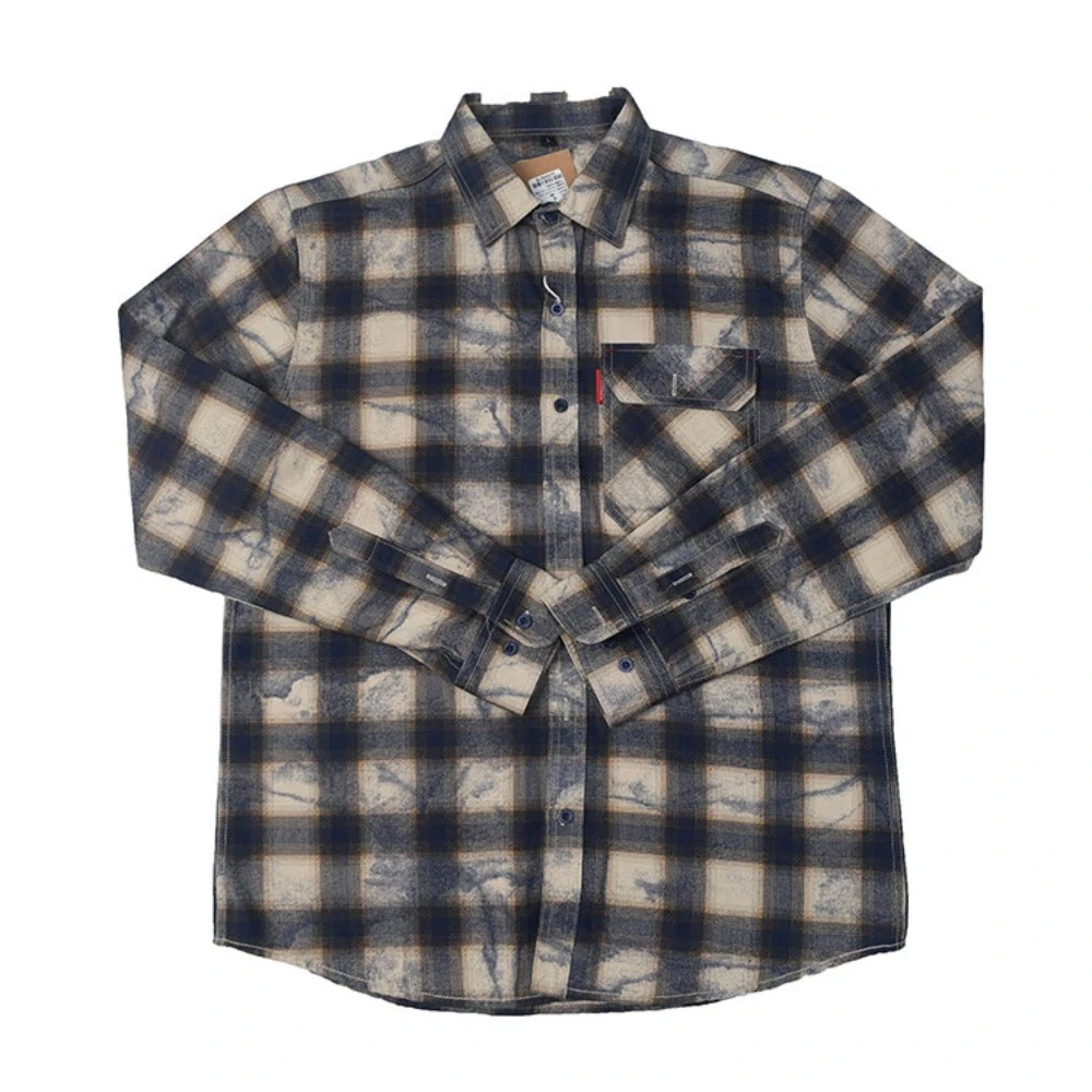 Men's Spring and Autumn new checkered lapel retro shirt Casual long-sleeved light jacket