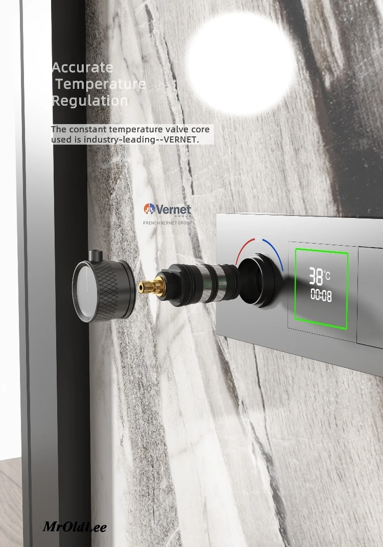 Shower System Set Wall Mount Thermostatic Faucet For Bathroom Modern Luxury Smart Rainfall Square Shower Head Wholesale