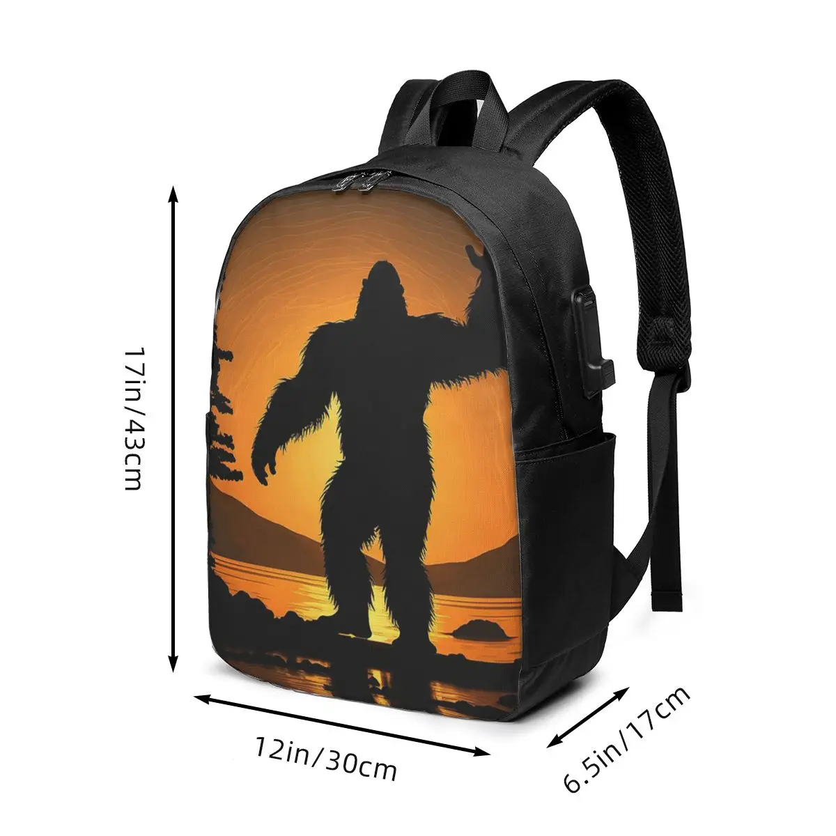 Bigfoot Sasquatch In The Middle Of A Lake Backpack Travel Notebook Bag Computer College Student School Bag Laptop Shoulder Bags