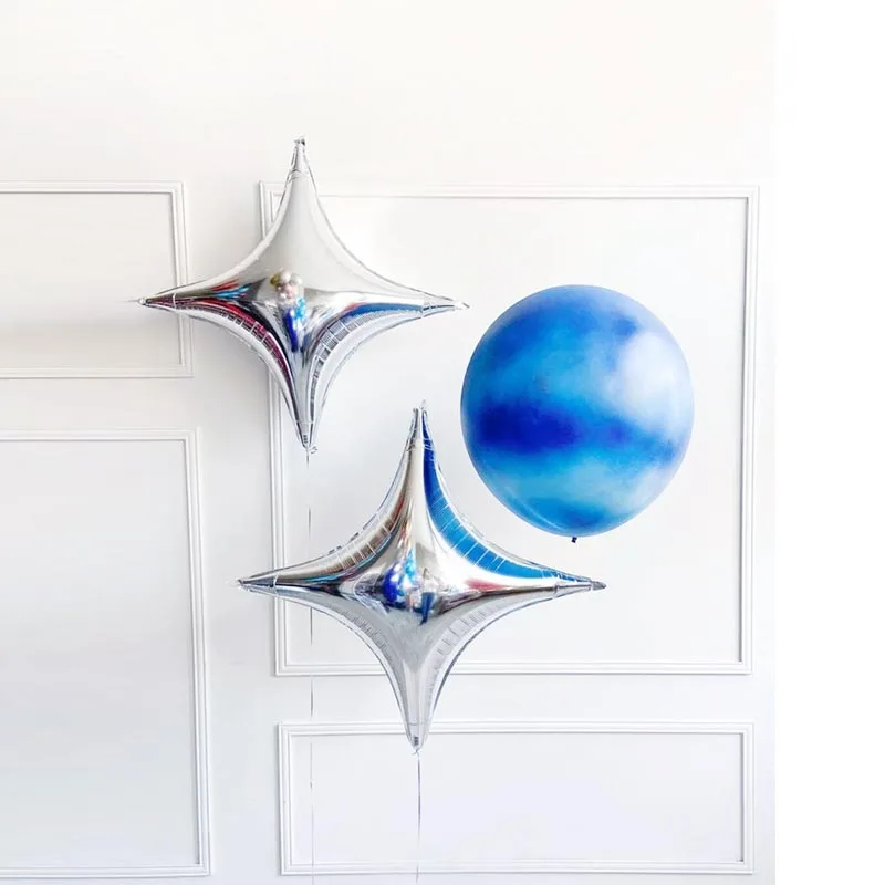 6Pcs Silver Star Foil Balloons Wedding Twinkle Helium Ballons Happy Birthday Party Decorations Adult Kids Baby   Shower Globos