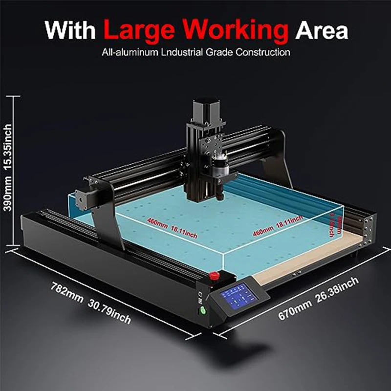 Imagem -02 - Twotrees Ttc450 Eixo 775 Potente 800 mm Min Velocidade 460*460*80 mm Área de Trabalho Máquina de Roteador Cnc para Madeira Acrílico e Alumínio