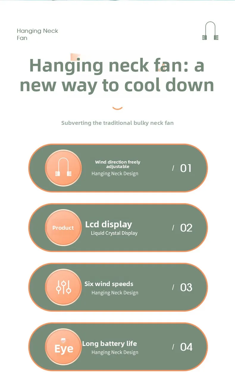 New Hanging Neck Fan Portable Cooling Fan Air Cooler Usb Leafless Bladeless Neckband Mini Rechargeable Electric Fans