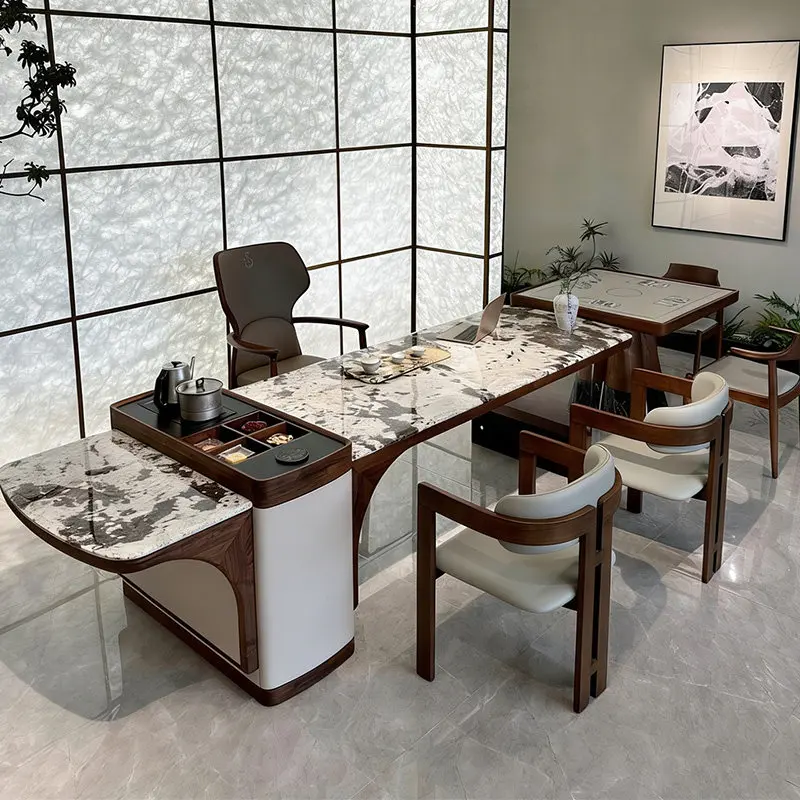 New Chinese light luxury snow mountain flying fox natural luxury stone tea table egg table combination 2026 new high-end solid w