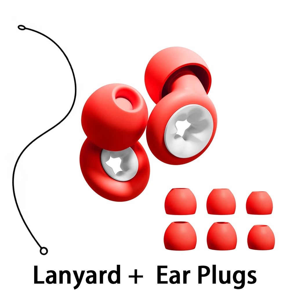 Silicone Soft Ear Buds Construction Noise Protection Earplugs with Lanyard for Daily Workplace Safety,for Sleeping,Swimming