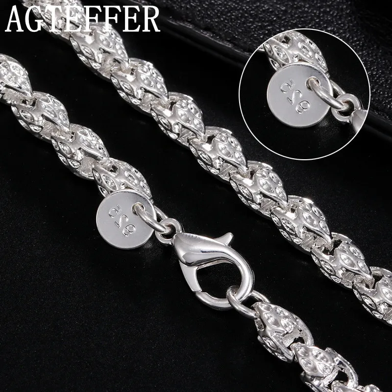 

AGTEFFER 925 Sterling Silver Charm 20/24 Inch 5MM Dragon Head Chain Necklace For Woman Man Party Fashion Wedding Jewelry Gift