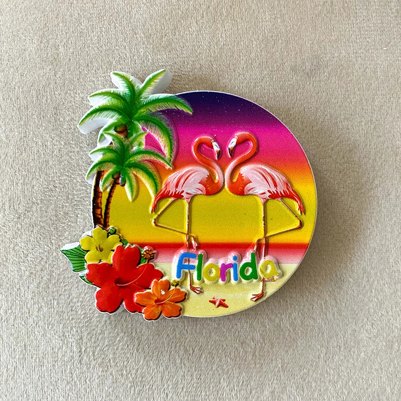 

Florida, USA Travel Souvenir Creative Flamingo 3D Home Decoration 3D Painted Refridgerator Magnets