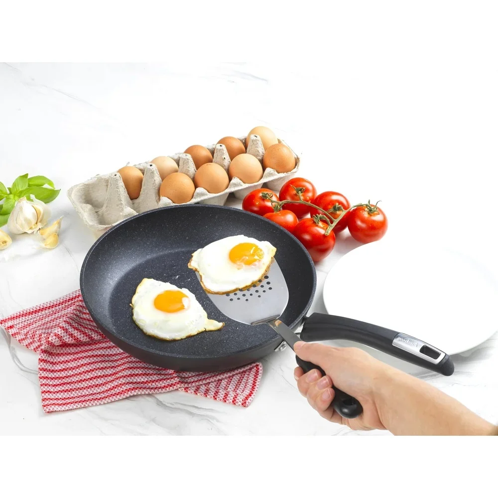 

2 шт., лопаточка с прорезями из нержавеющей стали, антипригарная кухонная утварь, термостойкая пластиковая ручка, легко чистящийся кухонный инструмент