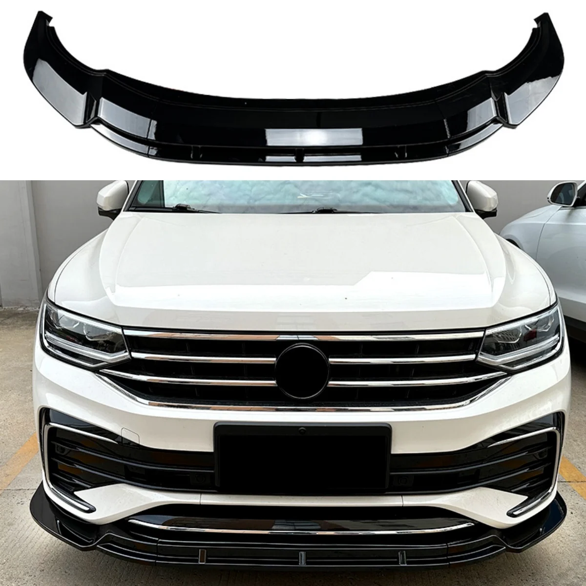 Front Bumper Lip Spoiler Diffuser Splitter For Volkswagen VW Tiguan Rline 2021 2022 2023 2024 ABS Protector Lower Blade bodykit