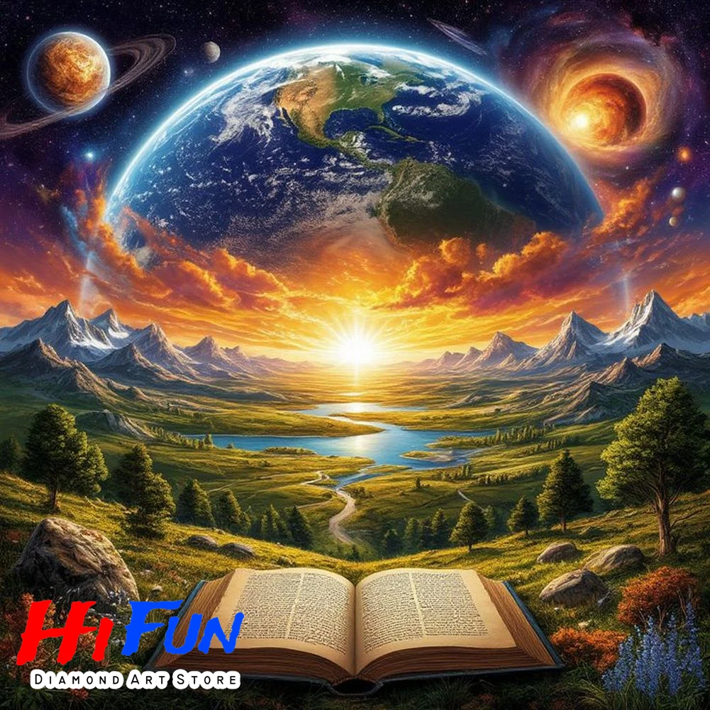 Kit de pintura de diamantes, paisaje de galaxia, planeta, tierra, póster, bricolaje, bordado de diamantes, punto de cruz, arte, regalo, manualidades, decoración del hogar