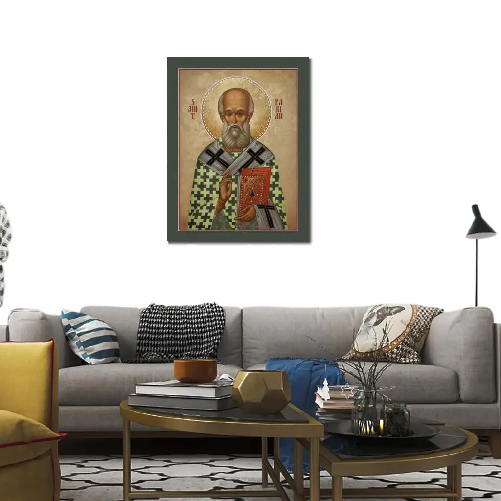 Russian Orthodox Saint Fabian of Rome Icon HD Canvas Print Early Christian Pope Wall Art for Seminary Library Decor