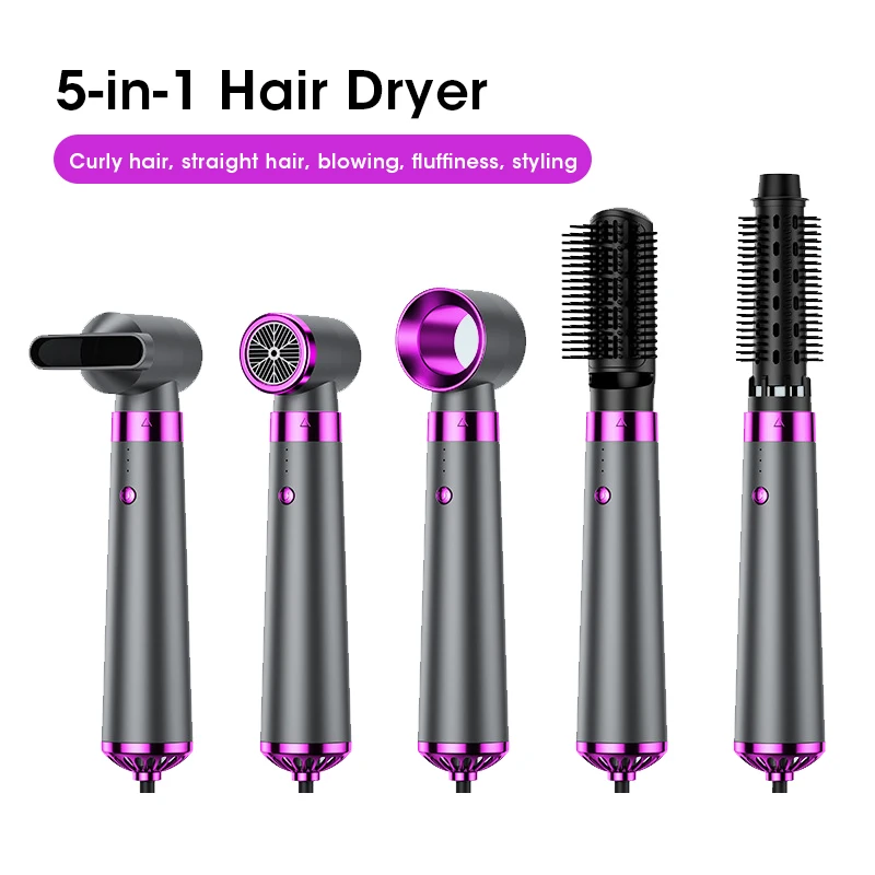 Super Hair Dryer 5-In-1 Electric Hair Comb Negative Ion Straight Curler 220V Personal Air Comb Care Styling Dryers Removable Kit