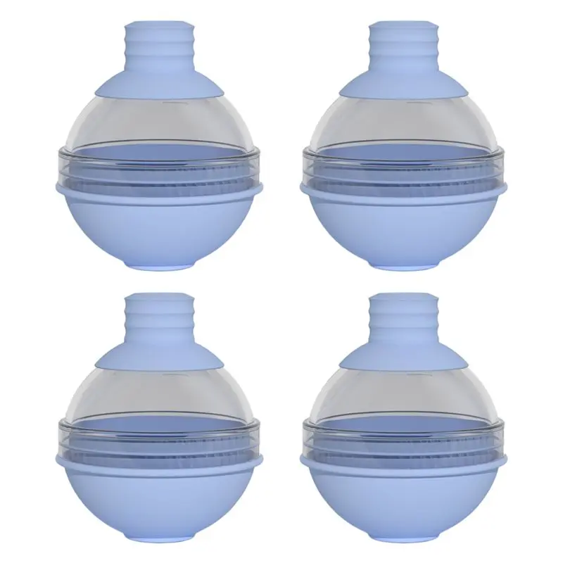 ABRU-Silicone Round Ice Maker 4PCS Ice Ball Molds For Whiskey& Cocktails With Funnel Lid For Drinks Wine For Freezer