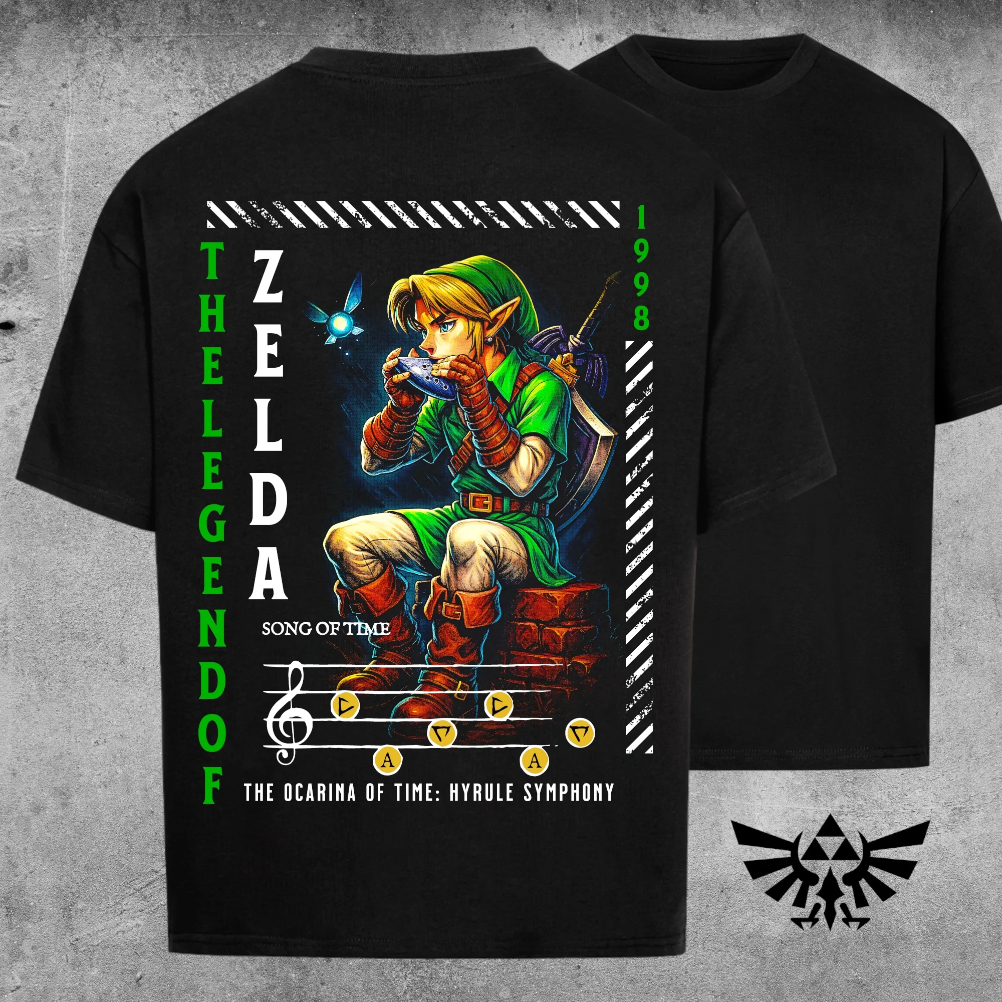 Zelda The Legend of Zelda Ocarina of Time Tshirt Link Game Back Print T-shirt Retro Gaming Unisex Oversized Short Sleeve Fans